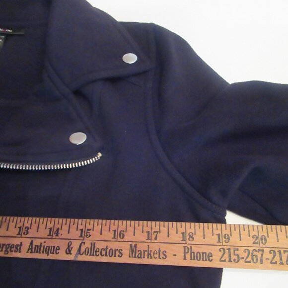 Style & Co Knit Motorcycle Moto Jacket Black, Long Sleeve Zippers Soft, Small - Picture 14 of 15
